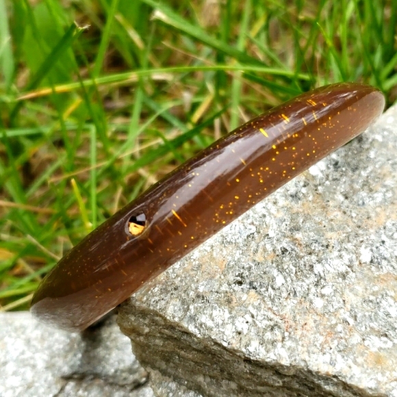 Vtg Abstract Gold Confetti RS Lucite Bracelet - Picture 4 of 8